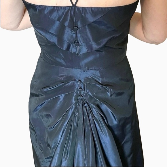 Vera Wang Vintage Black Blue Taffeta Gown Size 8 Fits 4 Formal Dress - Picture 4 of 13